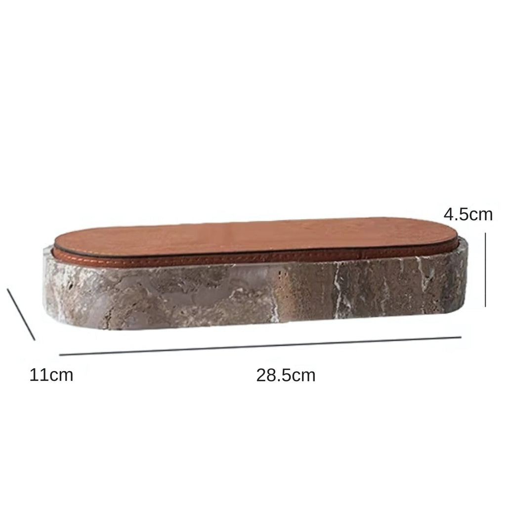 Marble Leather Lid Jewelry Storage Box — alternate angle view