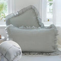 Waffle Weave Cotton Pillowcases with Ruffle (2PCS) — alternate angle view