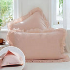 Waffle Weave Cotton Pillowcases with Ruffle (2PCS) — additional view