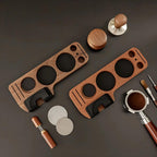 Walnut Espresso Tamper Station Coffee Bar Stand — product detail view