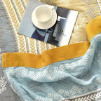 Wheatfield Dreams Reversible Cotton Blanket — lifestyle shot