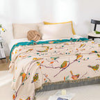 Whimsical Bird Tassel Cotton Blanket — main product photo