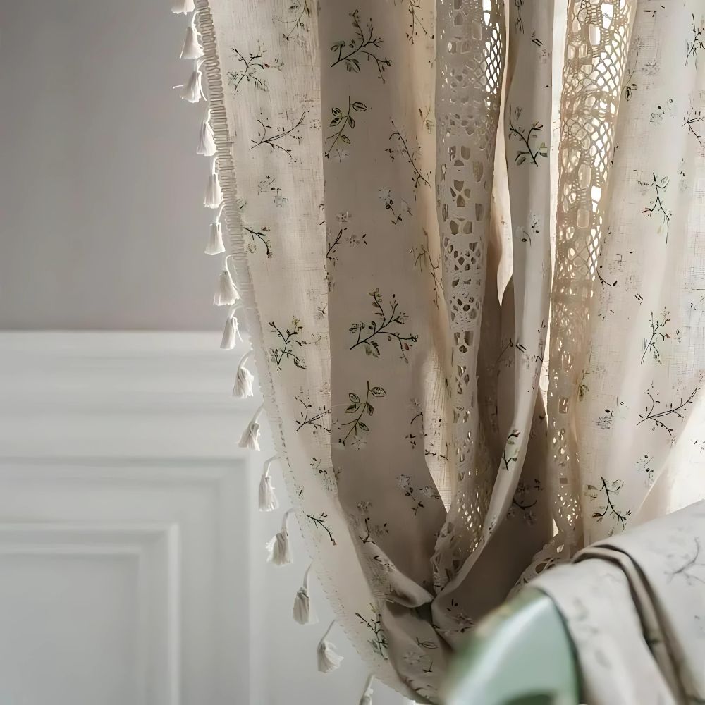 Whimsical Meadow Lace Curtain — alternate angle view