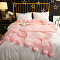 Whimsy Fluffy Pom-Pom Macaron Blanket — lifestyle shot