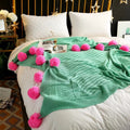 Whimsy Fluffy Pom-Pom Macaron Blanket — main product photo