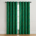 Whispering Forest Vein Blackout Curtain in Emerald, two panels at a living room window