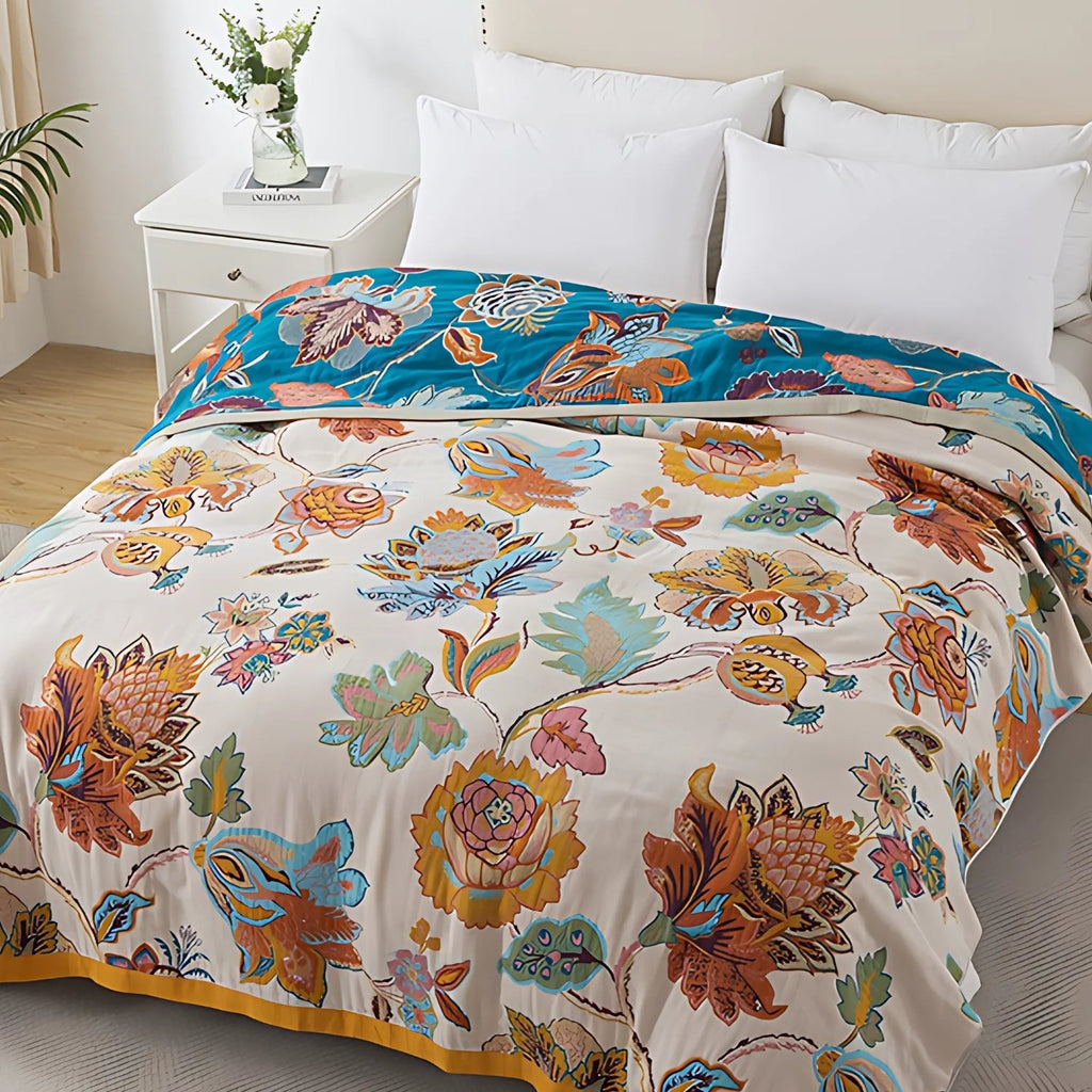 Wildbloom Reversible Flora Cotton Blanket — main product photo