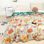 Wildflower Garden Cotton Blanket — product detail view
