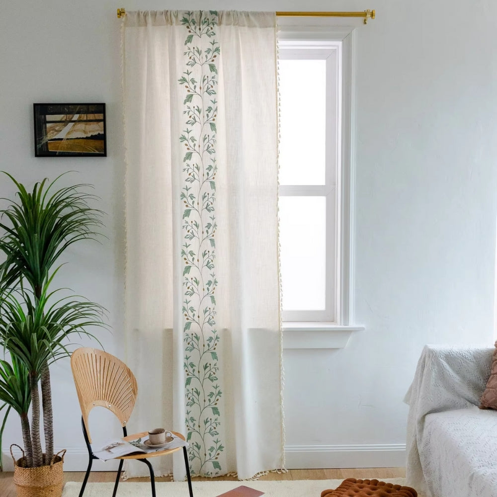 Willow Floral Elegance Tassel Curtain — product in use