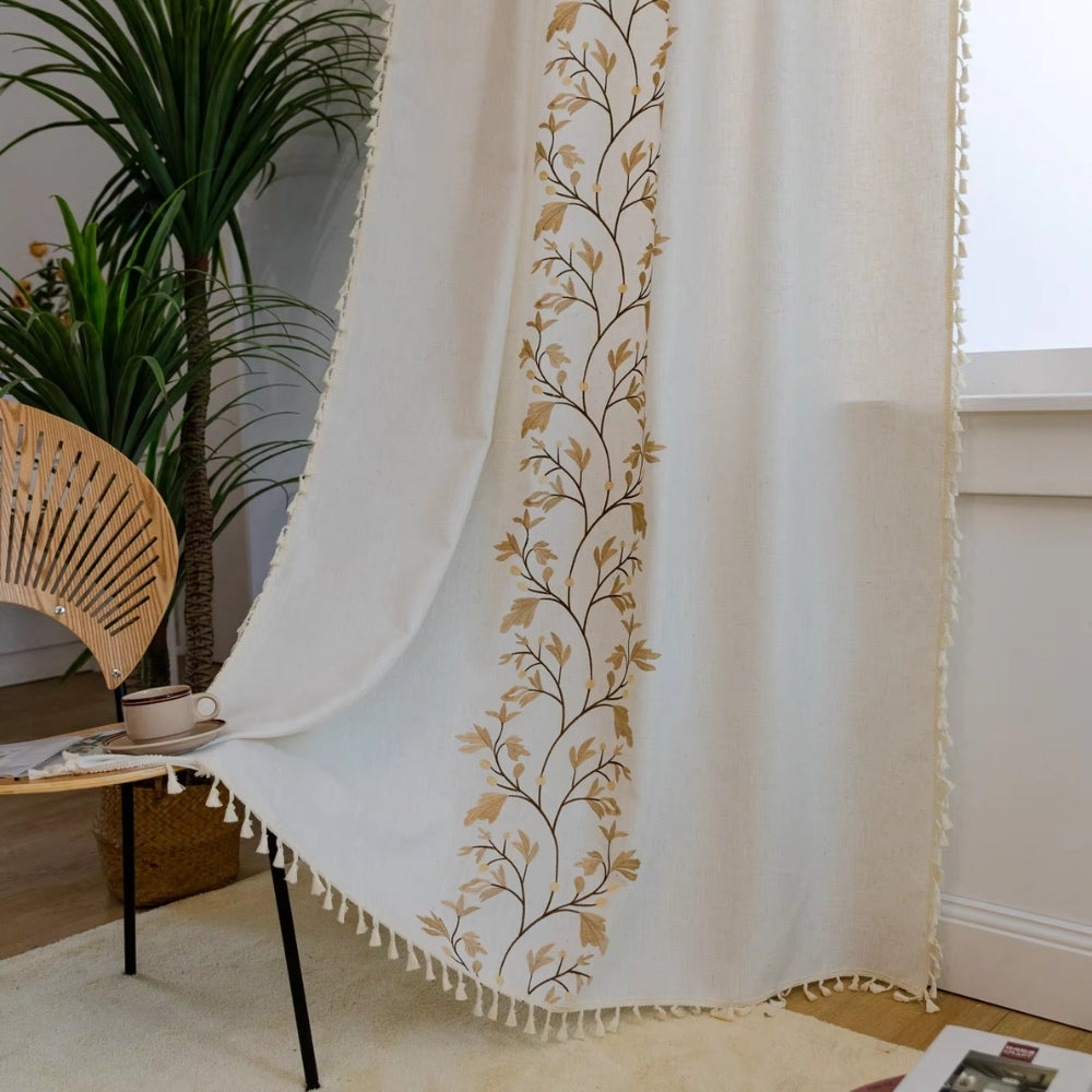 Willow Floral Elegance Tassel Curtain — product detail view