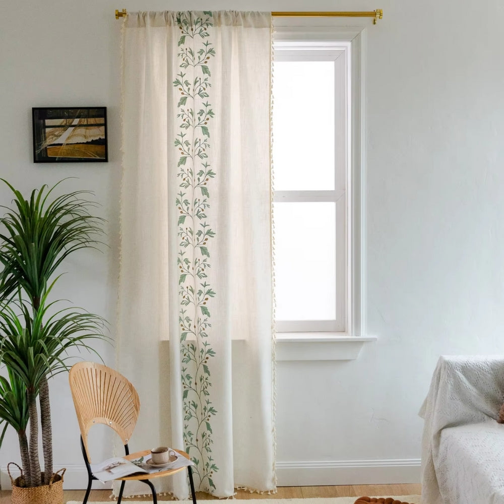 Willow Floral Elegance Tassel Curtain — product close-up