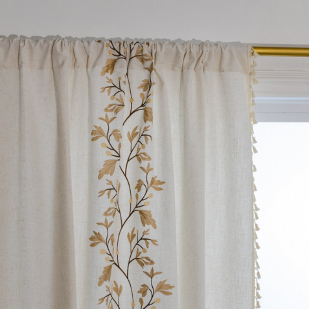 Willow Floral Elegance Tassel Curtain — alternate angle view