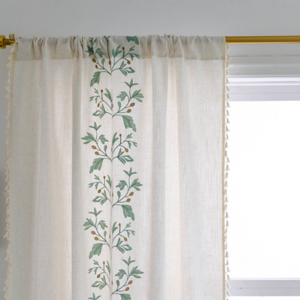 Willow Floral Elegance Tassel Curtain — additional view