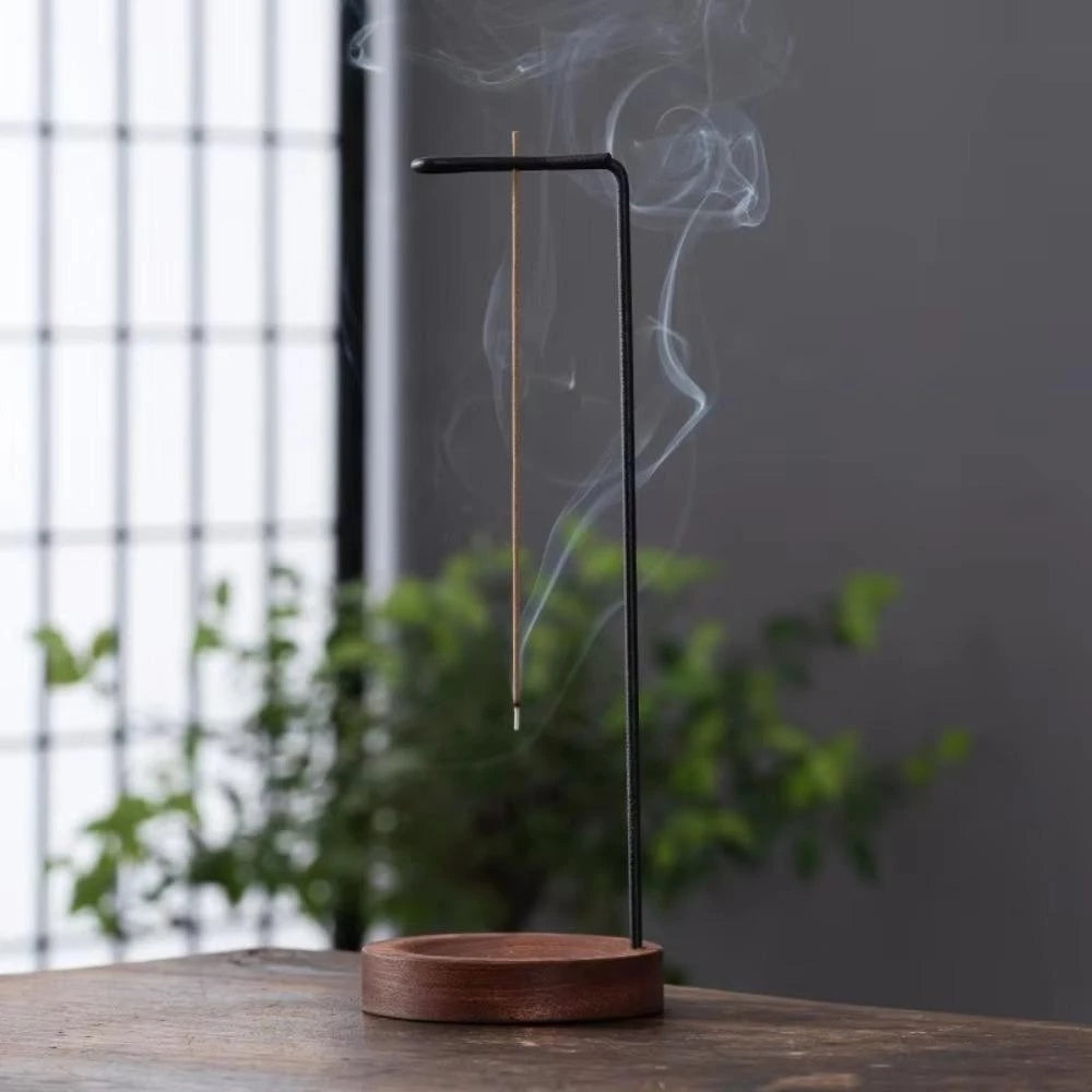 Wooden Incense Burner with Metal Holder — product detail view