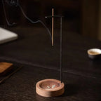 Wooden Incense Burner with Metal Holder — material texture close-up