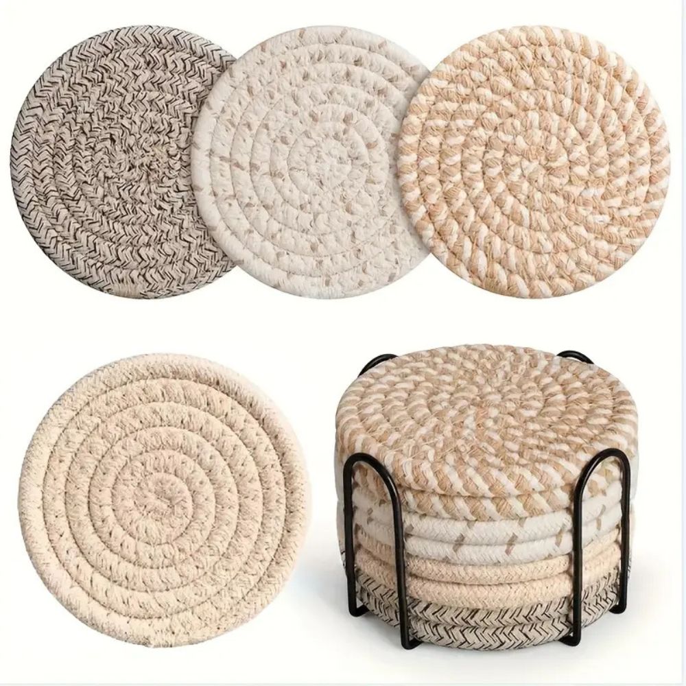 Woven Whirl Coaster Set | 8Pcs Set — main product photo