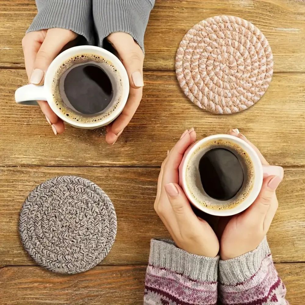 Woven Whirl Coaster Set | 8Pcs Set — product detail view
