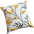 Yellow Bloom & Leaf Embroidery Cushion Cover — additional view