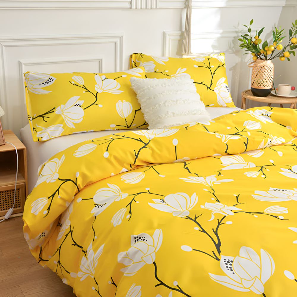 Yellow Blossom | 3pcs Quilt Cover Sets — product detail view