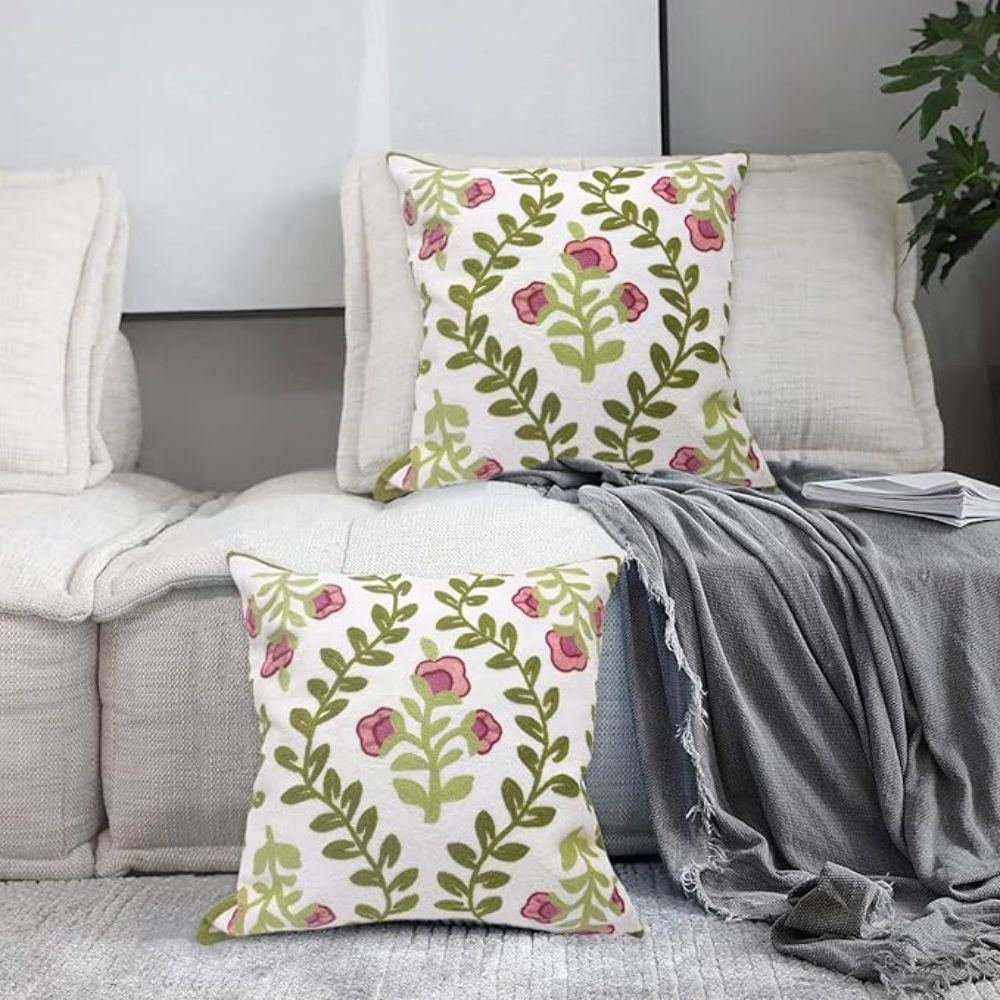 Ethereal Embroidery Floral Cushion Cover — main product photo