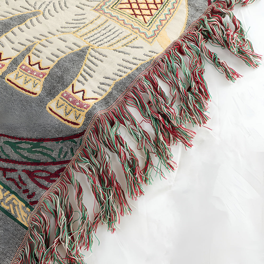 Bohemian Elephant Print Tassel Blanket — additional view