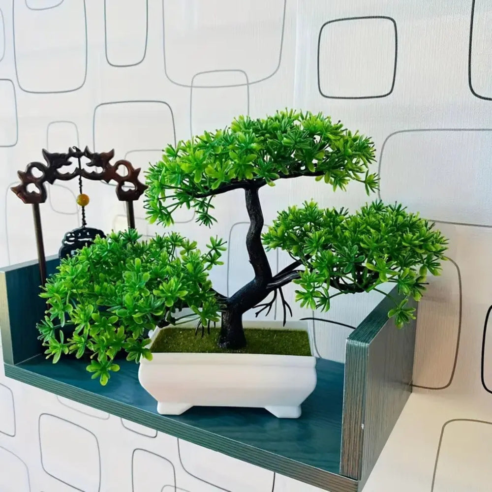Yuriko Mini Artificial Bonsai Tree Desk Decor — product in use