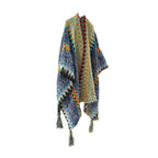 Zayla Tassel Striped Poncho Shawl — product detail view