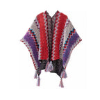 Zayla Tassel Striped Poncho Shawl — additional view
