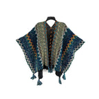 Zayla Tassel Striped Poncho Shawl — product feature detail