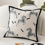Zebra Dash Embroidered Cushion Cover — product feature detail