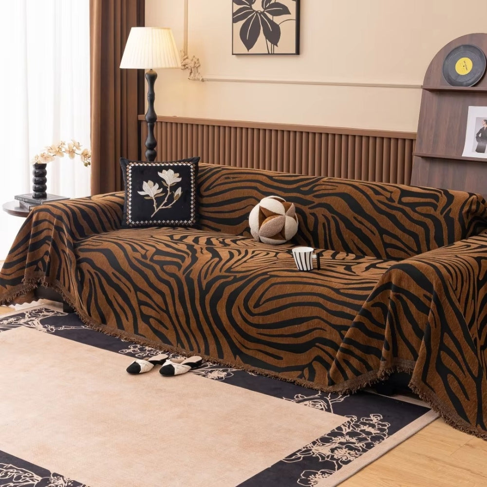 Zentara Chenille Zebra Geometric Sofa Cover — main product photo