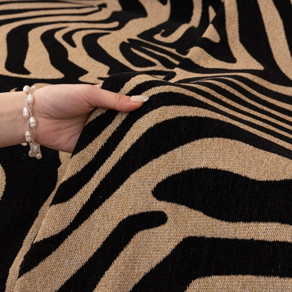 Zentara Chenille Zebra Geometric Sofa Cover — product close-up