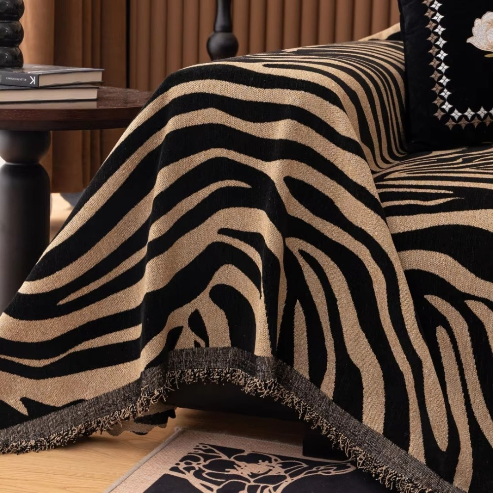 Zentara Chenille Zebra Geometric Sofa Cover — product feature detail