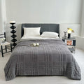 Plaid Embossed Grid Pattern Winter Blanket — material texture close-up