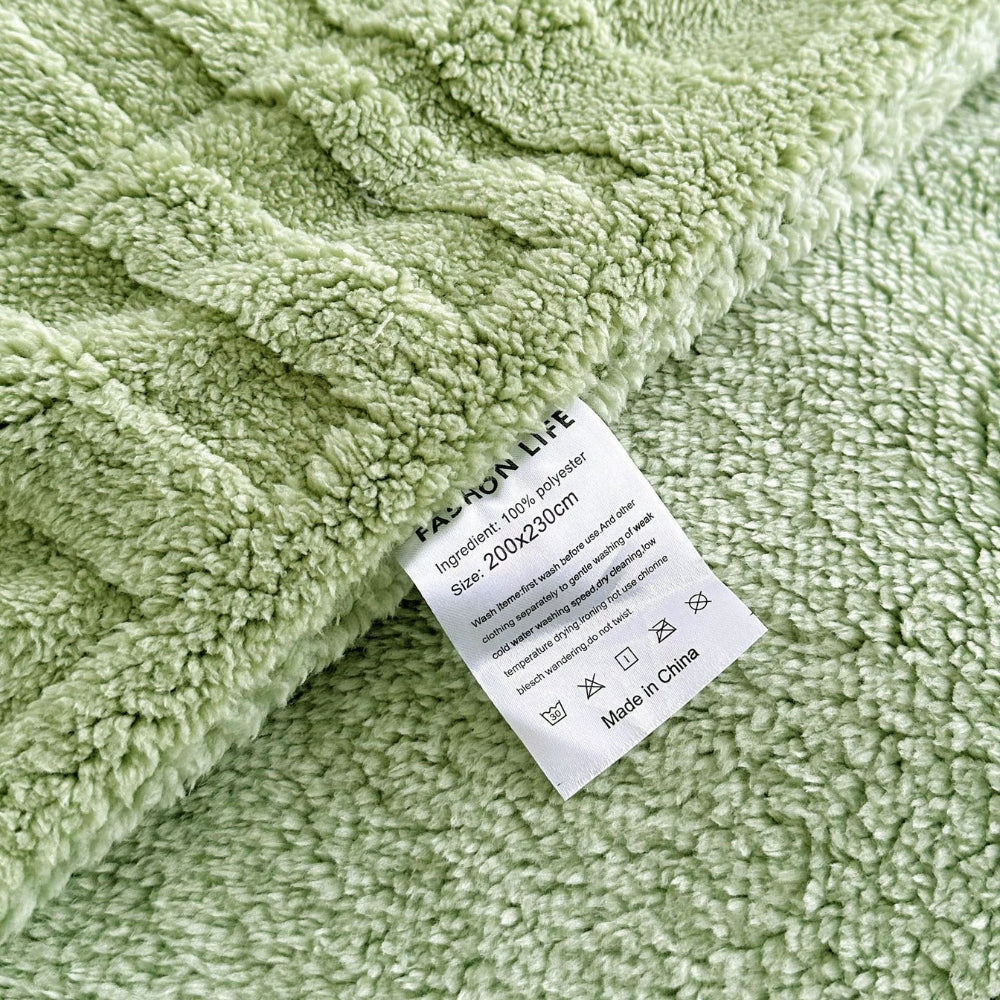 Plaid Embossed Grid Pattern Winter Blanket — product close-up