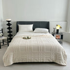 Plaid Embossed Grid Pattern Winter Blanket — product feature detail