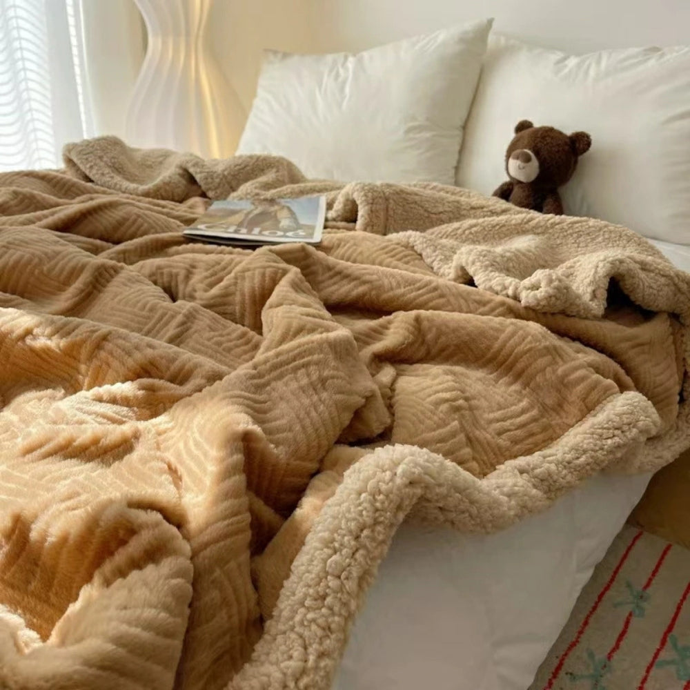Seraphina Soft Jacquard Rabbit Plush Blanket — product close-up