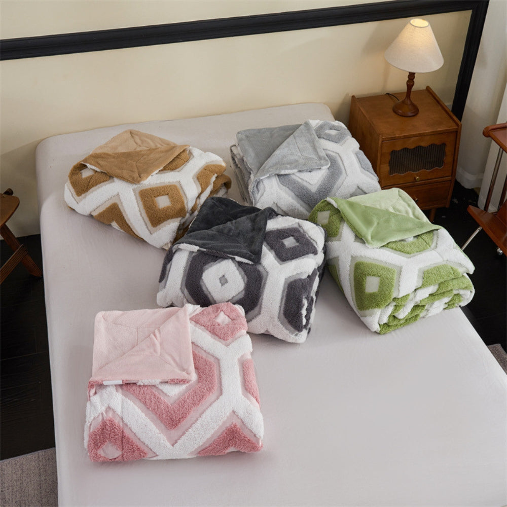Zyra Double Layer Geometric Throw Blanket — product in use