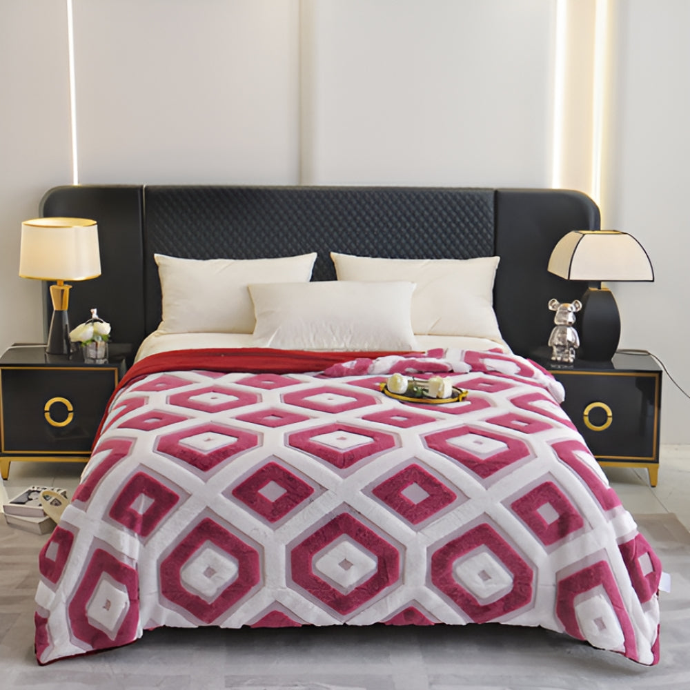 Zyra Double Layer Geometric Throw Blanket — material texture close-up