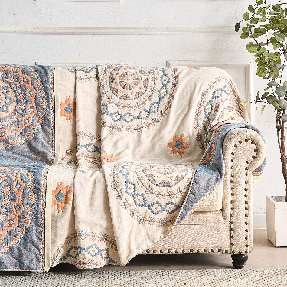 Serene Mandala | Cotton Throw Blanket — additional view