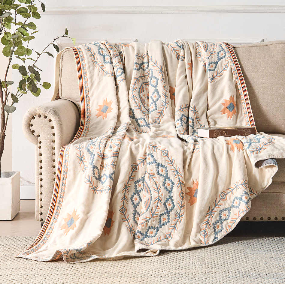 Serene Mandala | Cotton Throw Blanket — alternate angle view