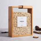 Sliding Bamboo Wood Pasta Grain Storage Container