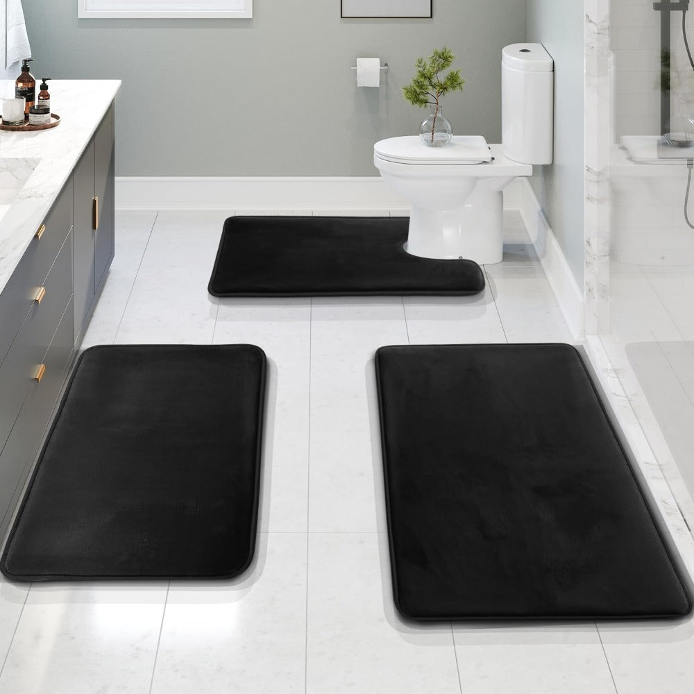 Luxurious Velvet Memory Foam Bath Mat - 3PCS Set — main product photo