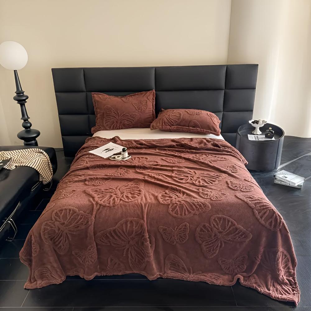 Butterfly Jacquard Flannel Blanket — product feature detail