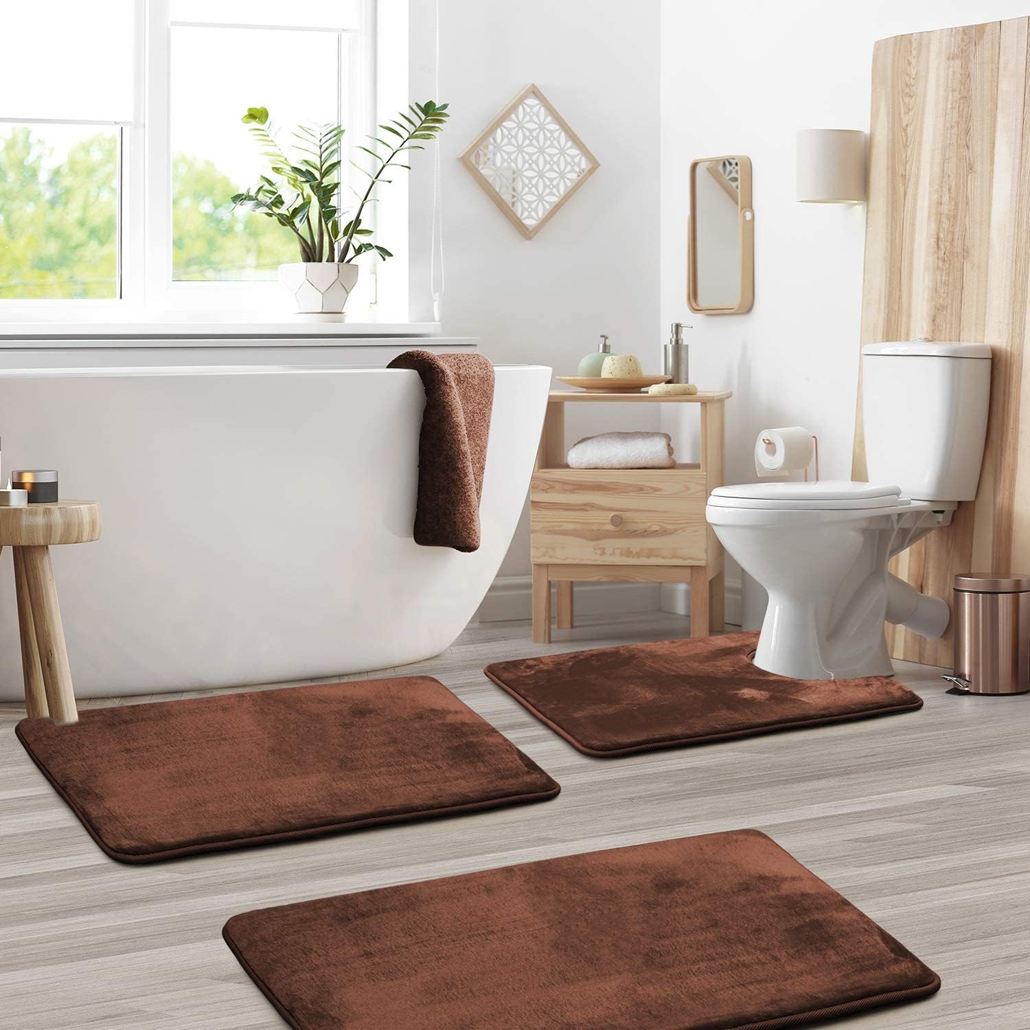 Luxurious Velvet Memory Foam Bath Mat - 3PCS Set — product in use