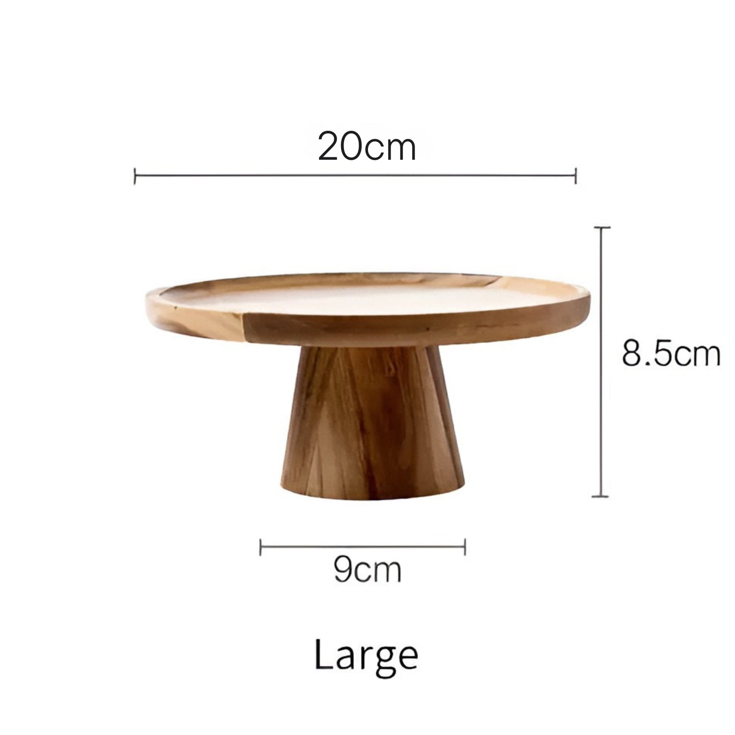 High Stand Wooden Cake Plate — alternate angle view