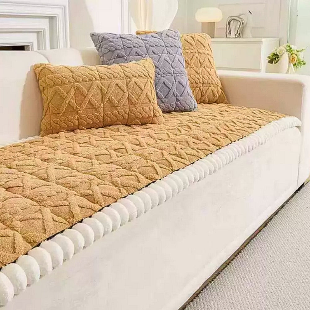 Snuggle Sherpa Plush Sofa Protector Cover — alternate angle view