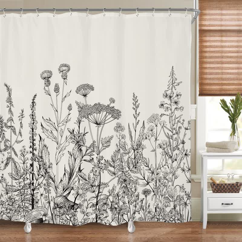 Pastoral Style Plants Waterproof Shower Curtain — alternate angle view