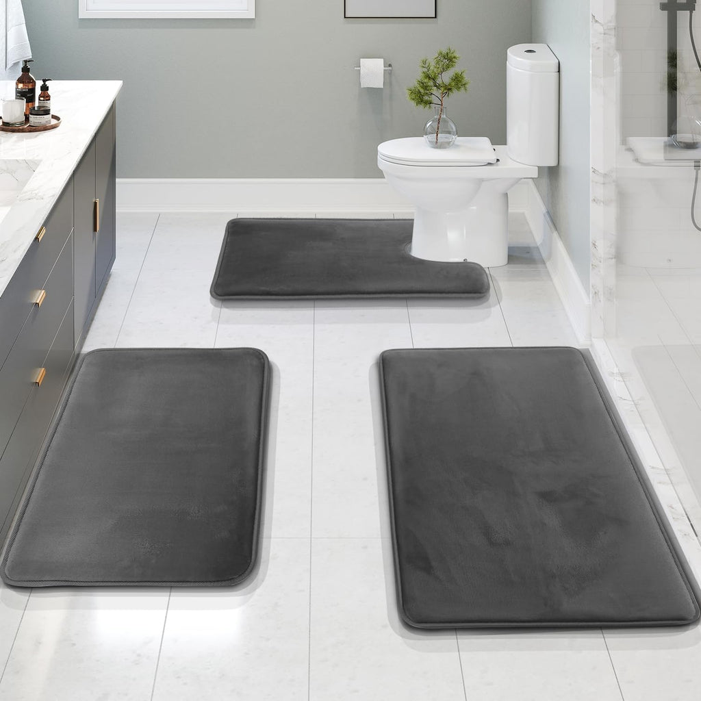 Luxurious Velvet Memory Foam Bath Mat - 3PCS Set — additional view