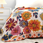 Bright Flower Cotton Blanket — product detail view